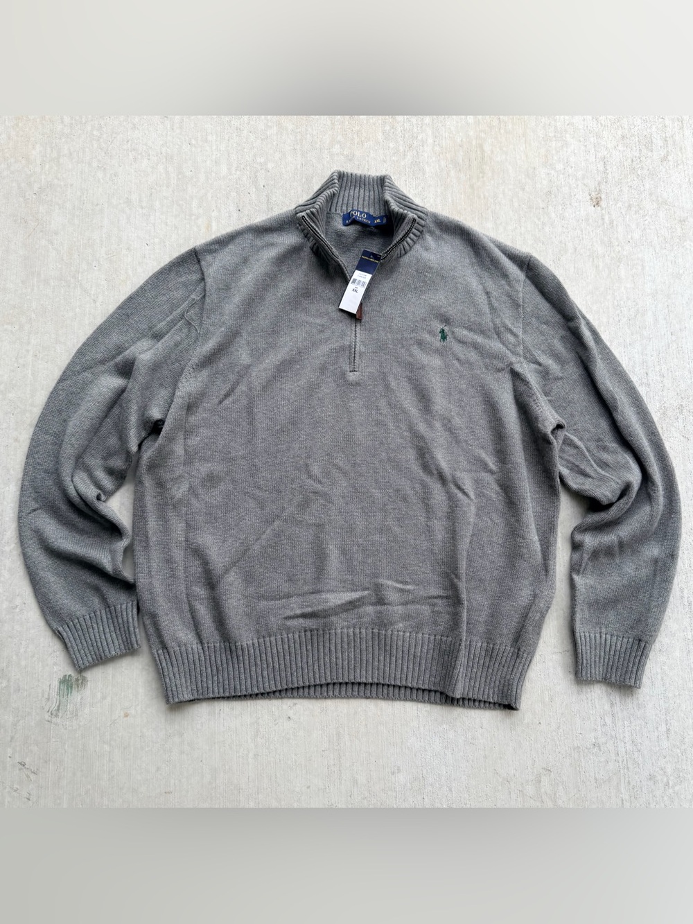 Polo Ralph Lauren 1/4 Zip Sweater Men Size 2XL Gray Knit New